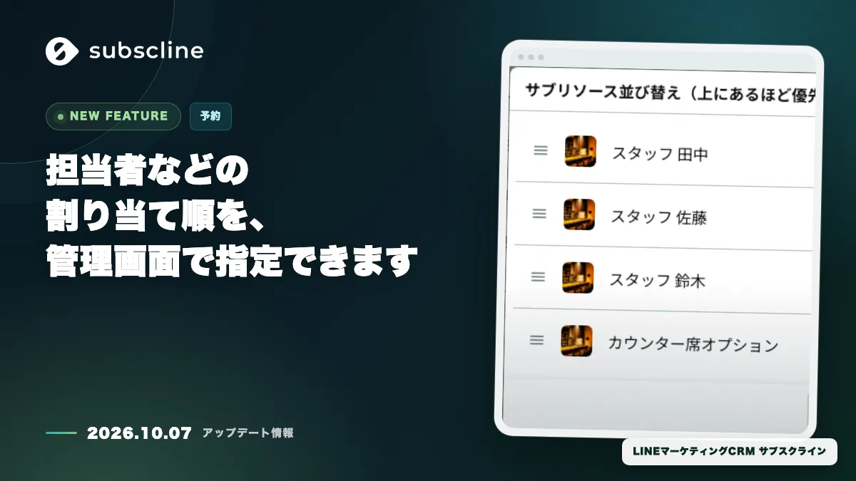 担当者などの割り当て順を、管理画面で指定できます